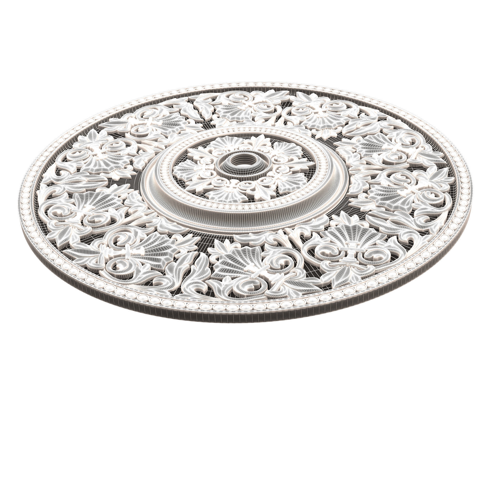 Collection of Ceiling Rosettes 02 Low-poly 3D model_36