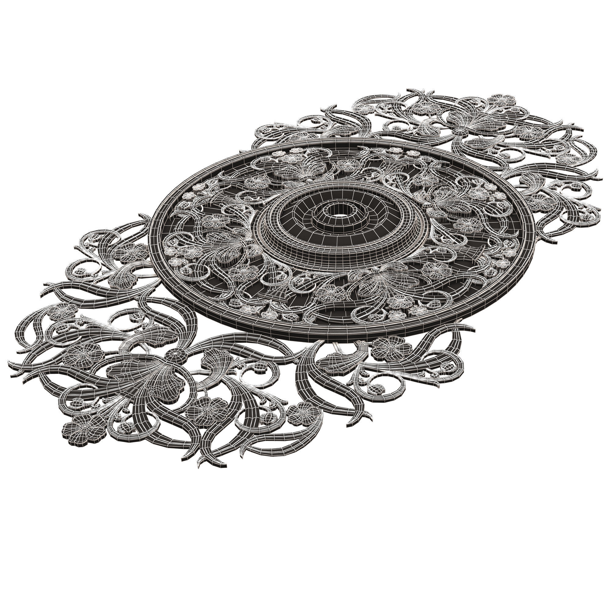 Collection of Ceiling Rosettes 02 Low-poly 3D model_64