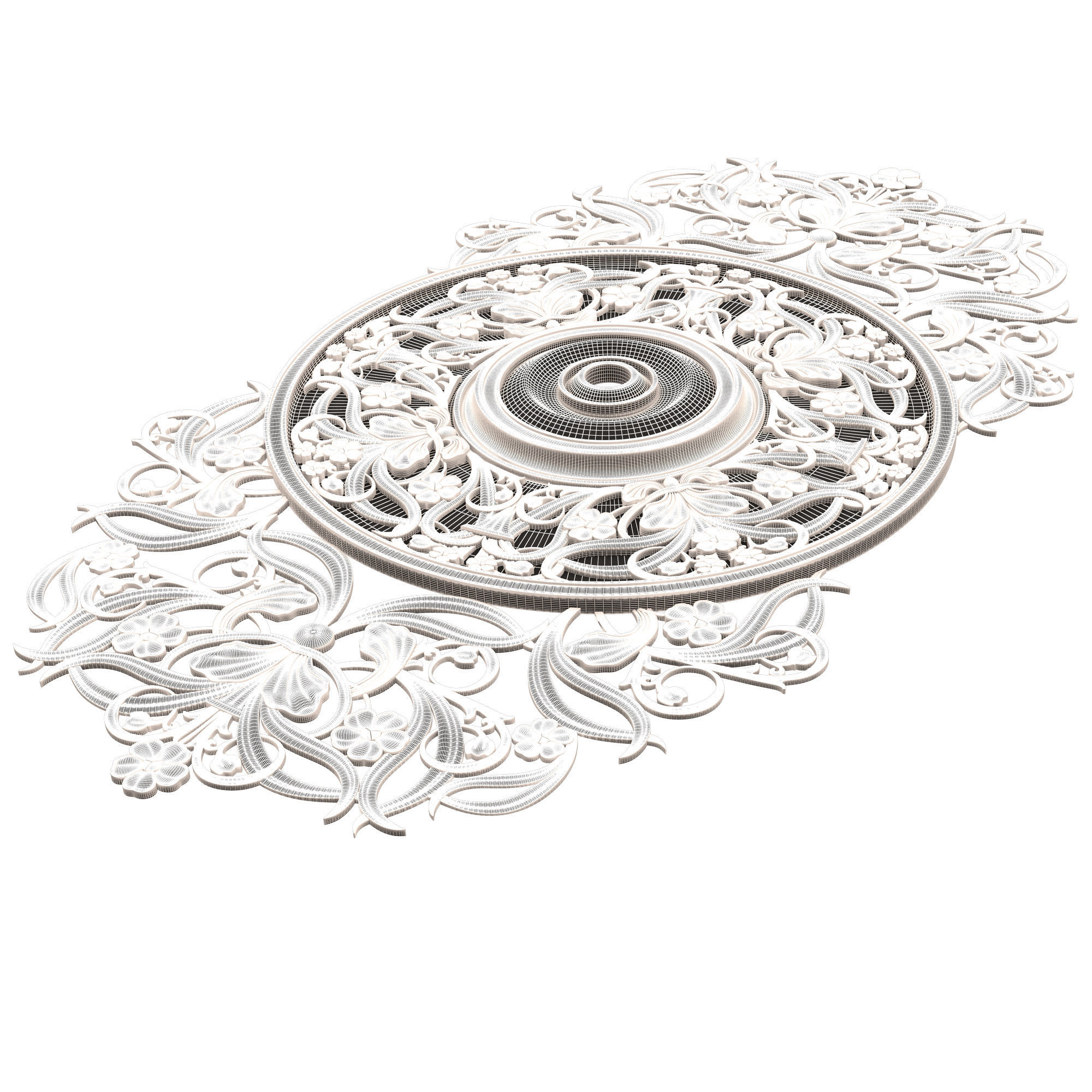 Collection of Ceiling Rosettes 02 Low-poly 3D model_40