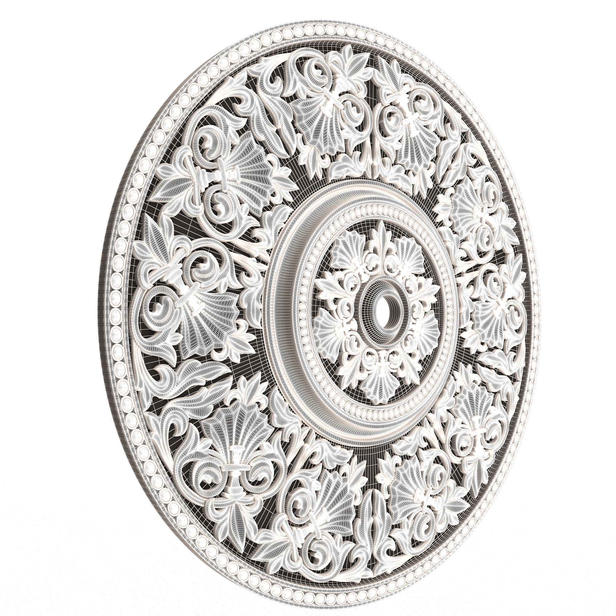 Collection of Ceiling Rosettes 02 Low-poly 3D model_34