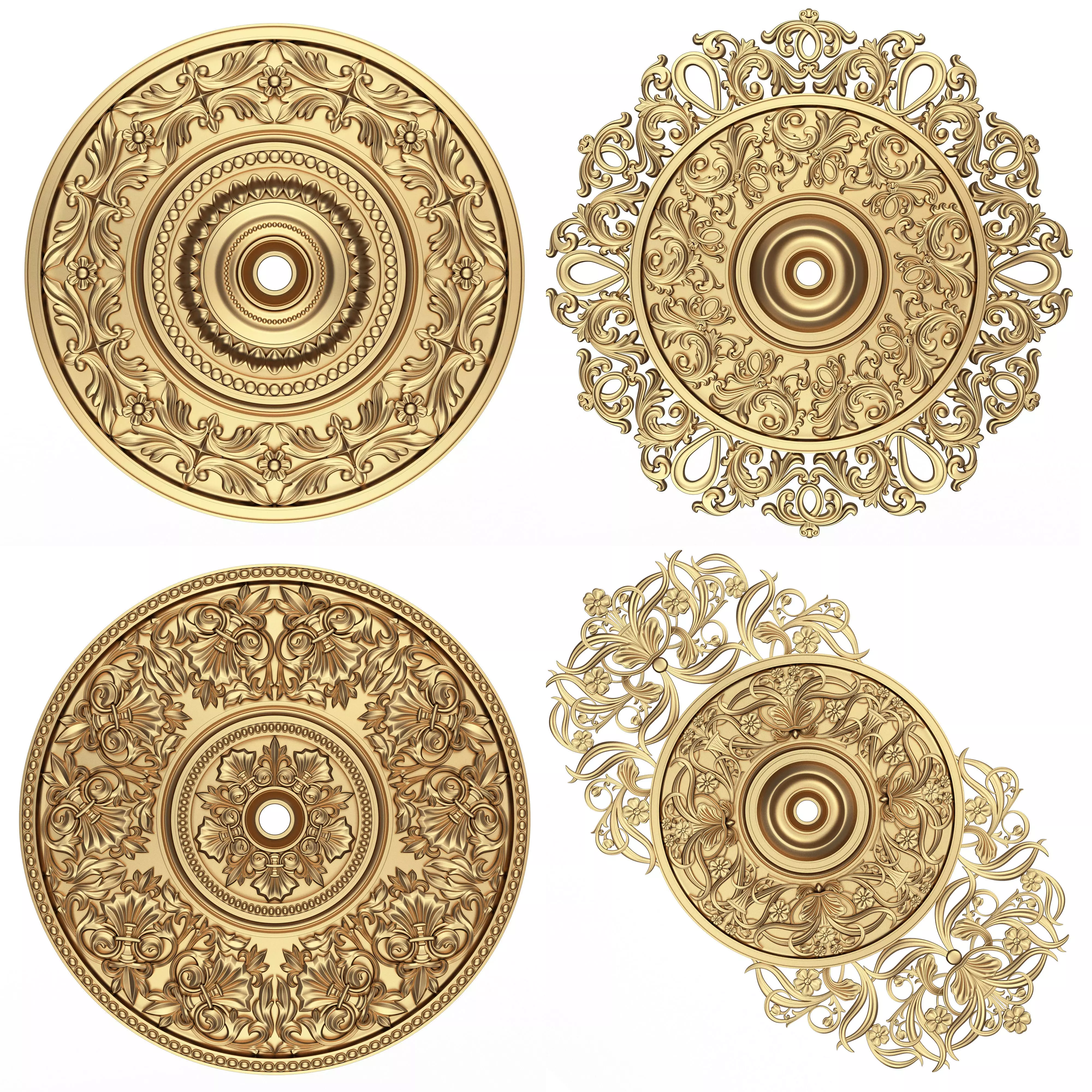 Collection of Ceiling Rosettes 02 Low-poly 3D model_0