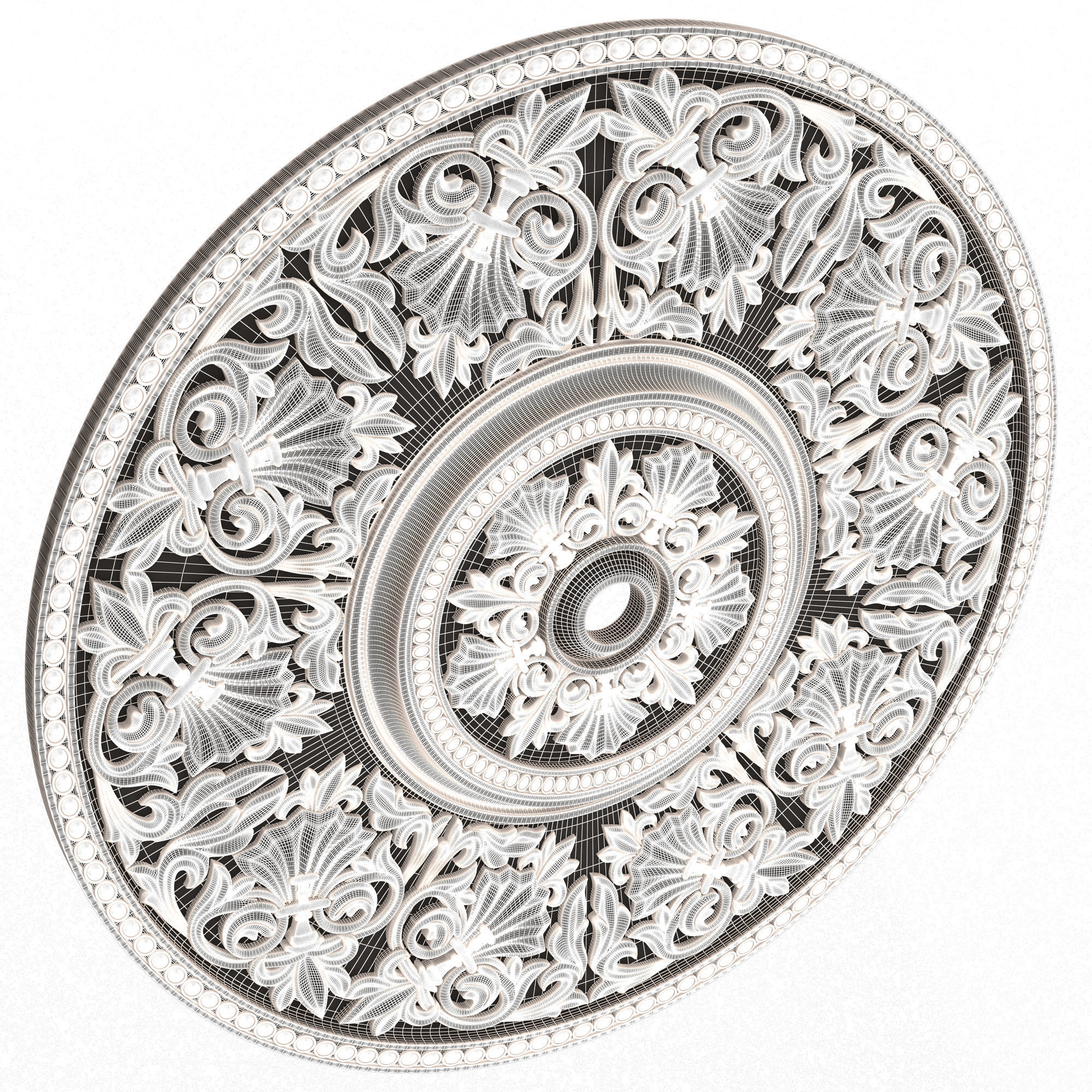 Collection of Ceiling Rosettes 02 Low-poly 3D model_32