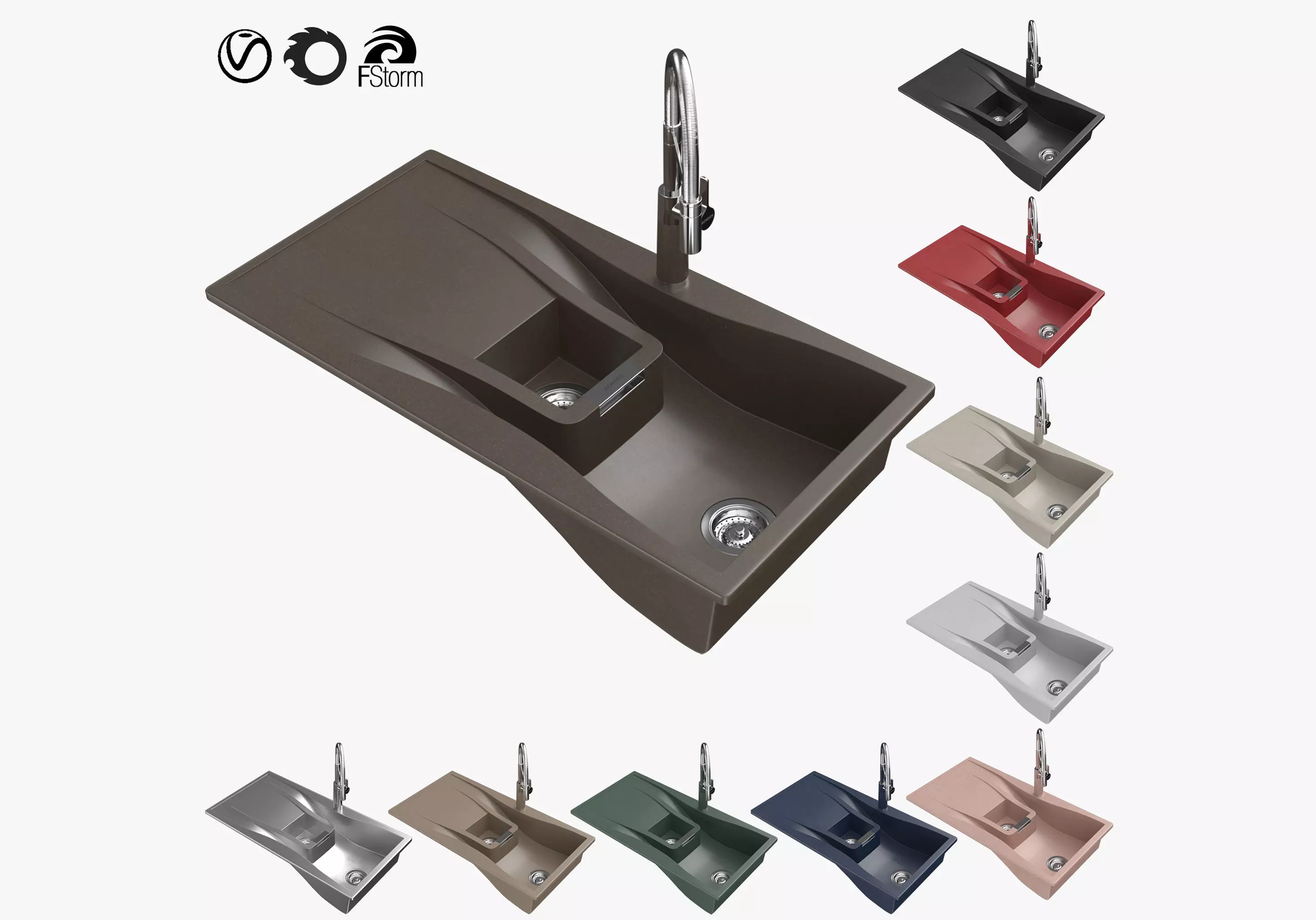 Sink Schock Waterfall D-150 with SC-55 Faucet 3D model