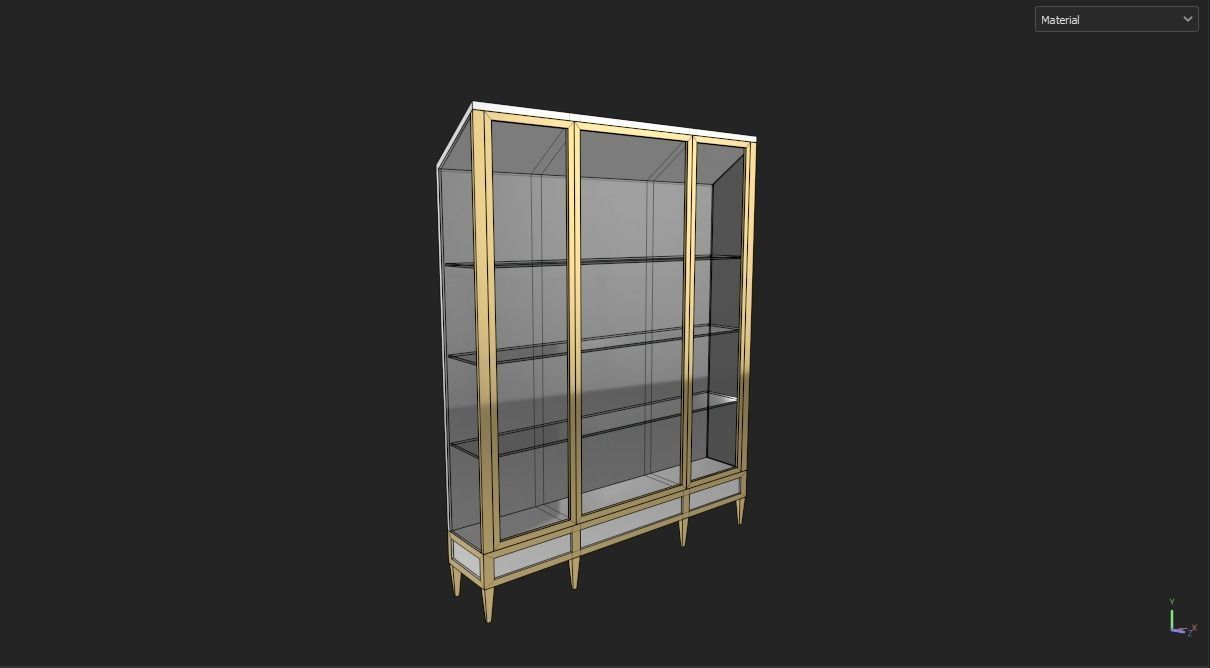 Display Cabinets Art Deco Low-poly 3D model_2