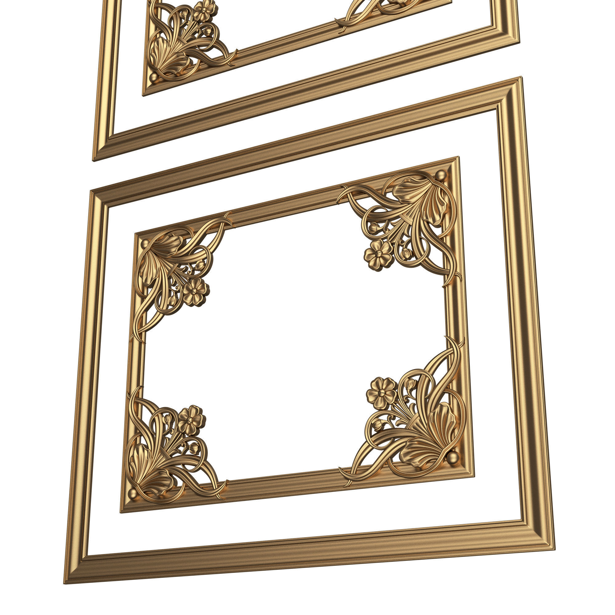 Collection of Boiserie Decoration Panels 02 Low-poly 3D model_5
