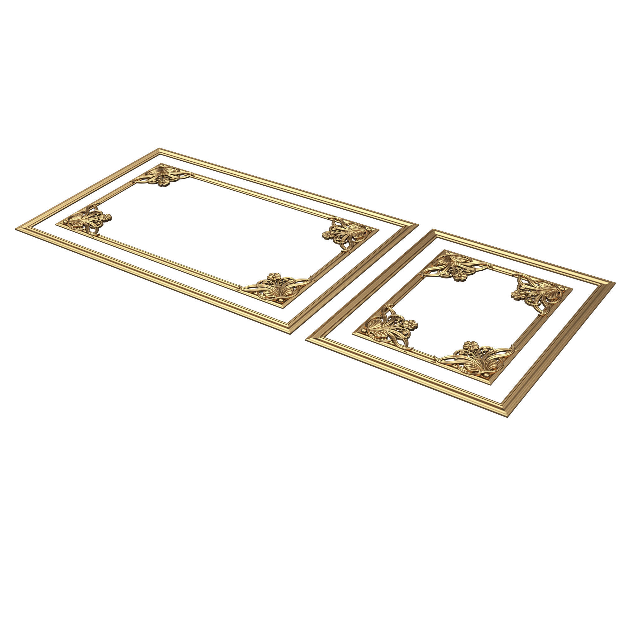 Collection of Boiserie Decoration Panels 02 Low-poly 3D model_6