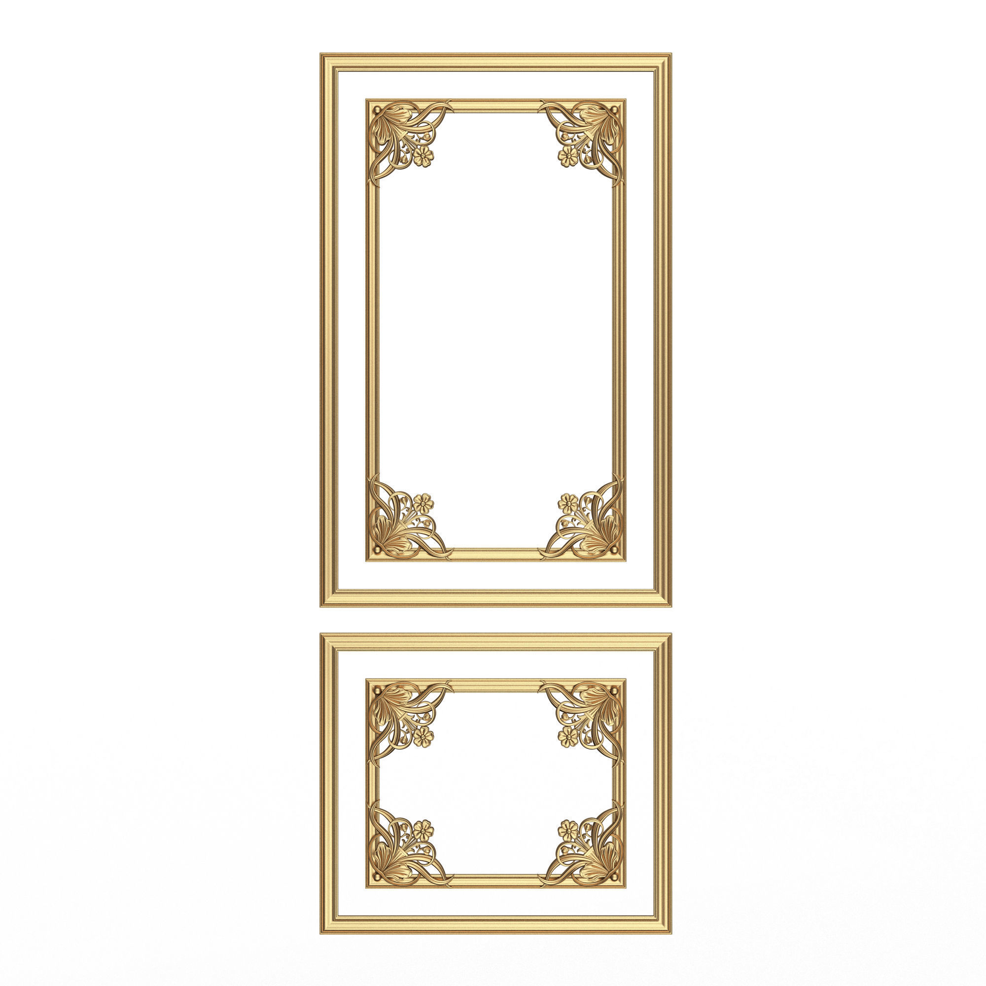 Collection of Boiserie Decoration Panels 02 Low-poly 3D model_1