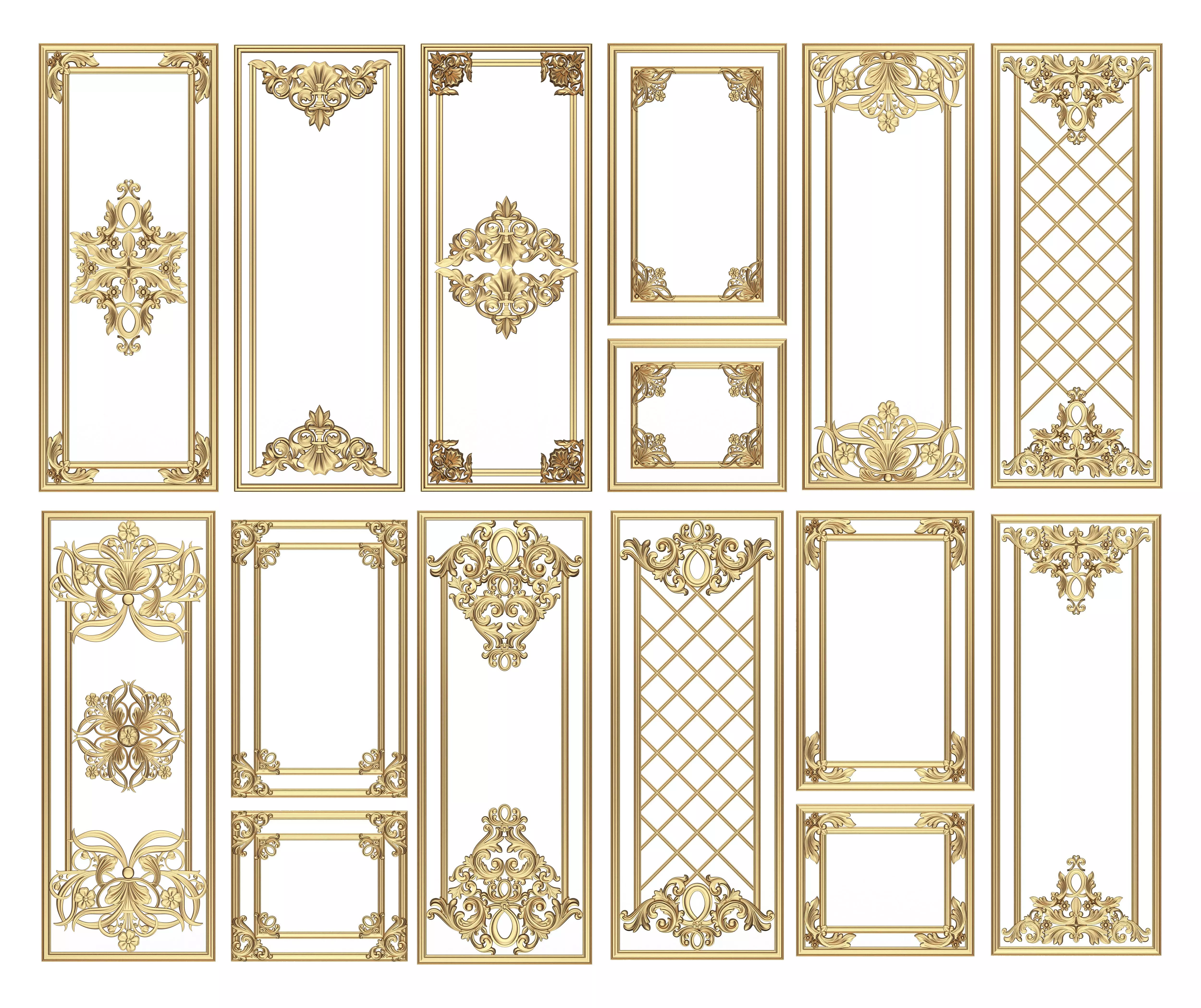 Collection of Boiserie Decoration Panels 02 Low-poly 3D model_0