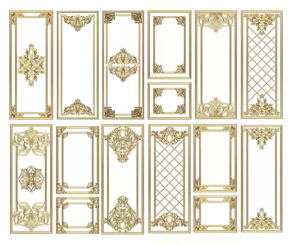 Collection of Boiserie Decoration Panels 02 Low-poly 3D model