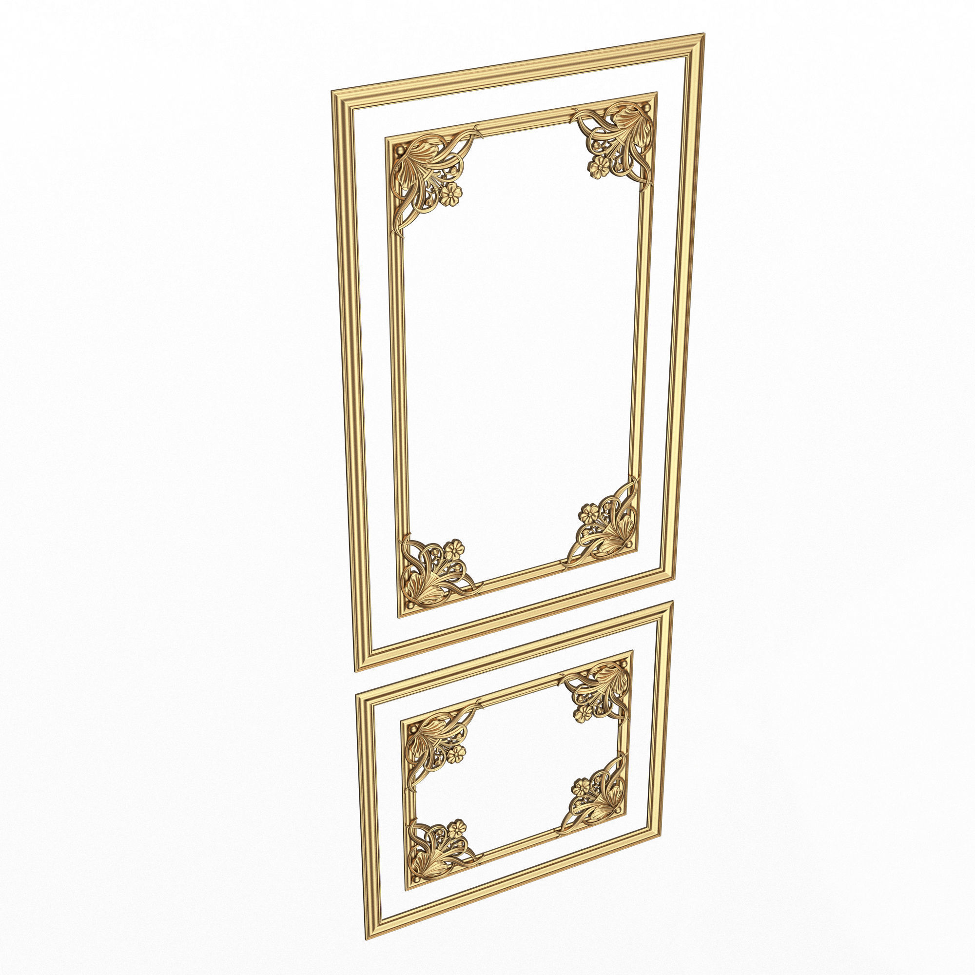 Collection of Boiserie Decoration Panels 02 Low-poly 3D model_2