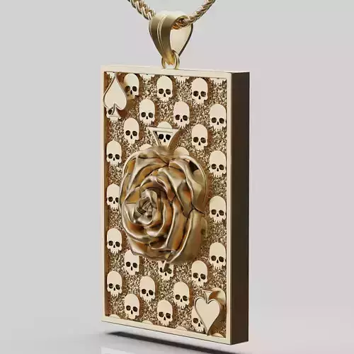 Pikes Spades playing card skull 3d model  pendant