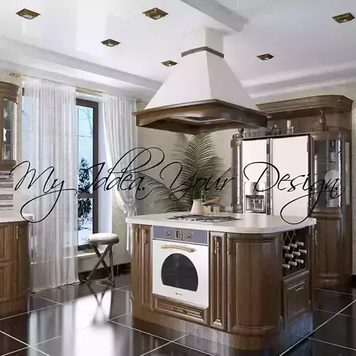  Kitchen Wood Classical Low-poly 3D model