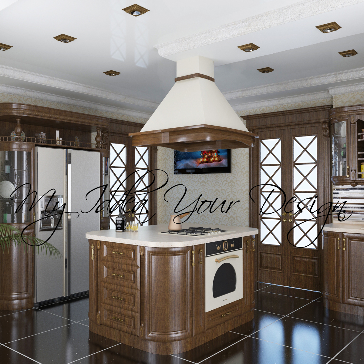  Kitchen Wood Classical Low-poly 3D model_4