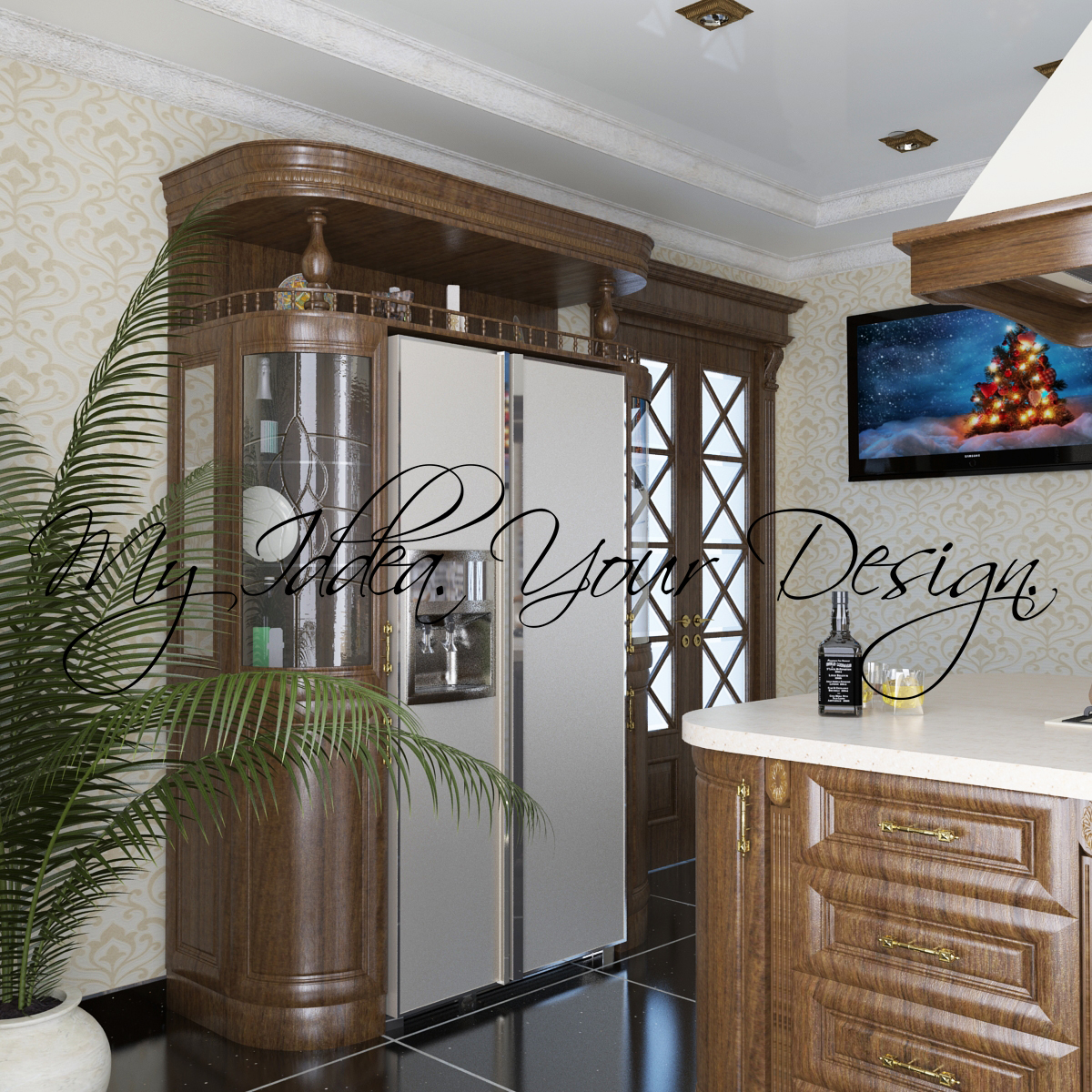  Kitchen Wood Classical Low-poly 3D model_5