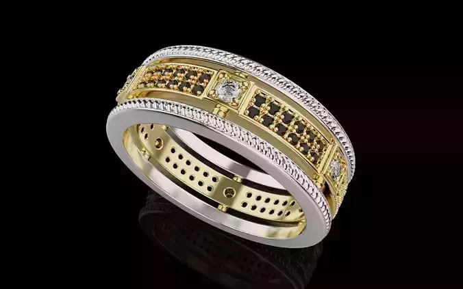 Diamond Mens Fashion Ring in Two Tone 018
