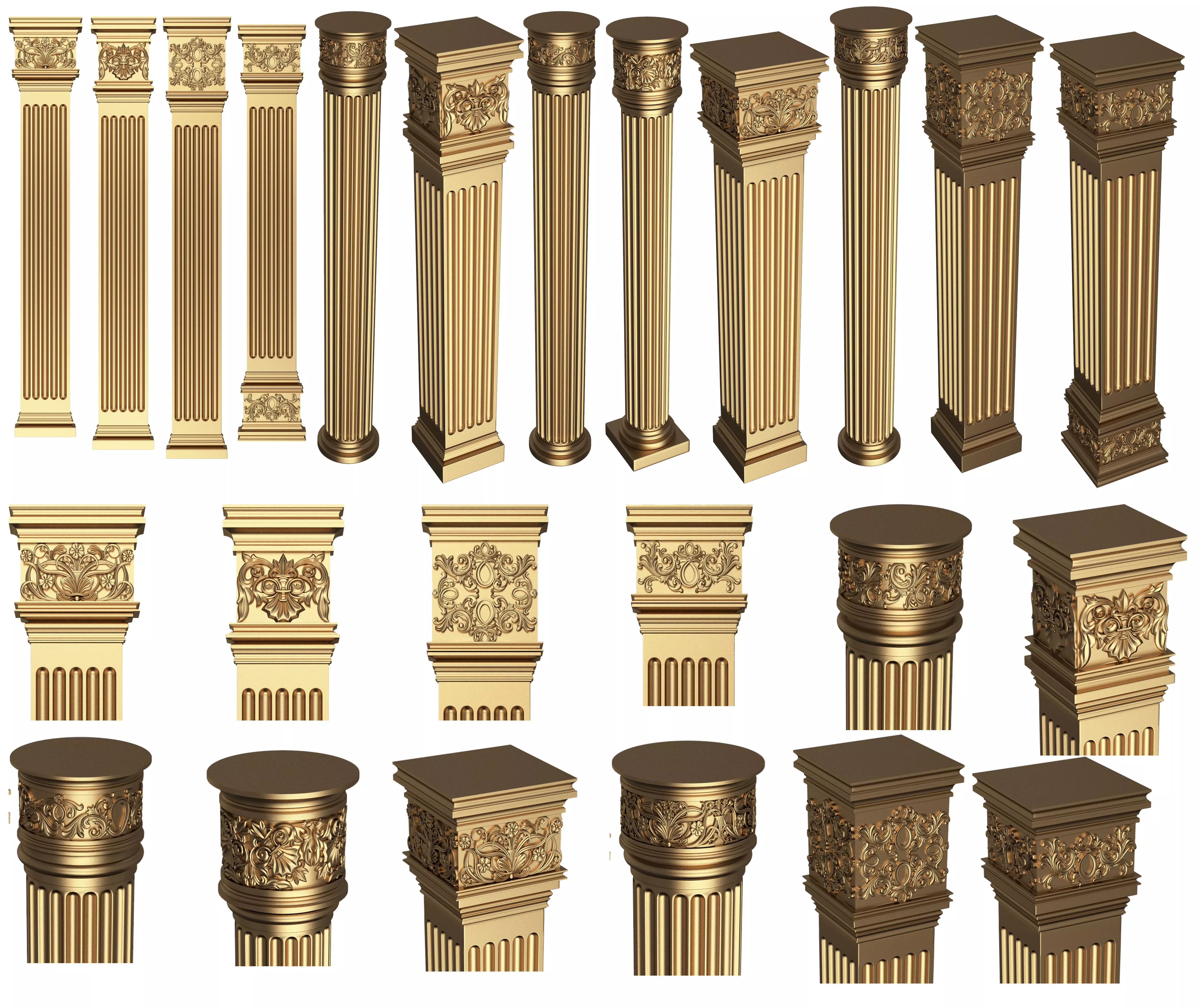 Collection of Columns 03 Low-poly 3D model_0