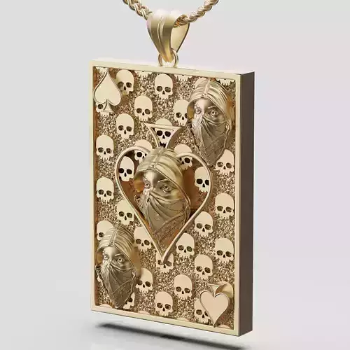 Pikes Spades playing card skull 3d pendant jewelry