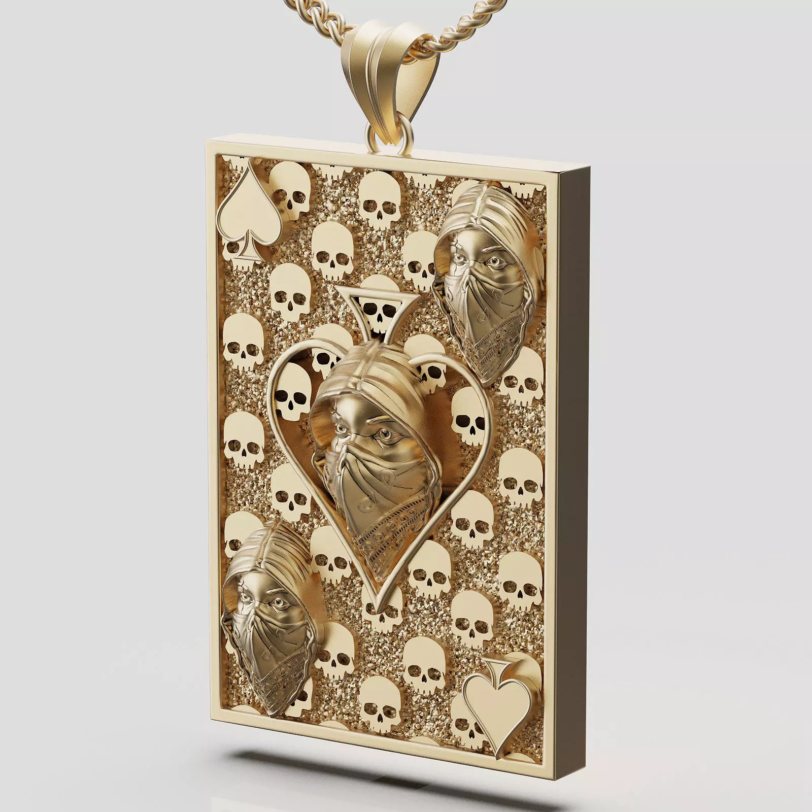 Pikes Spades playing card skull 3d pendant jewelry 3D print model