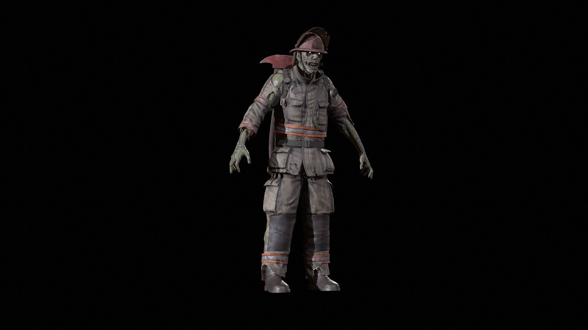 Zombie Firefighter Low-poly 3D model_24