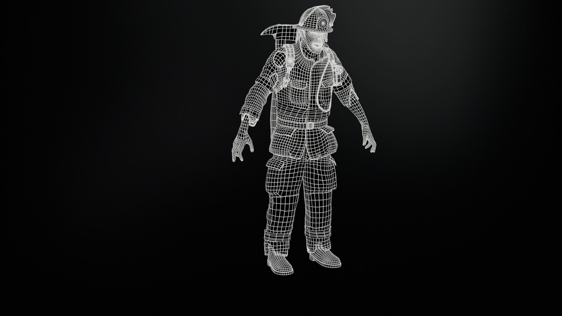 Zombie Firefighter Low-poly 3D model_9