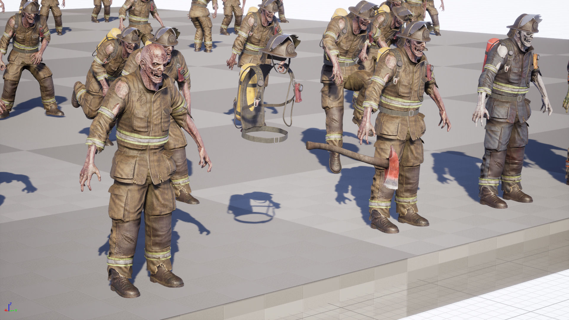 Zombie Firefighter Low-poly 3D model_33