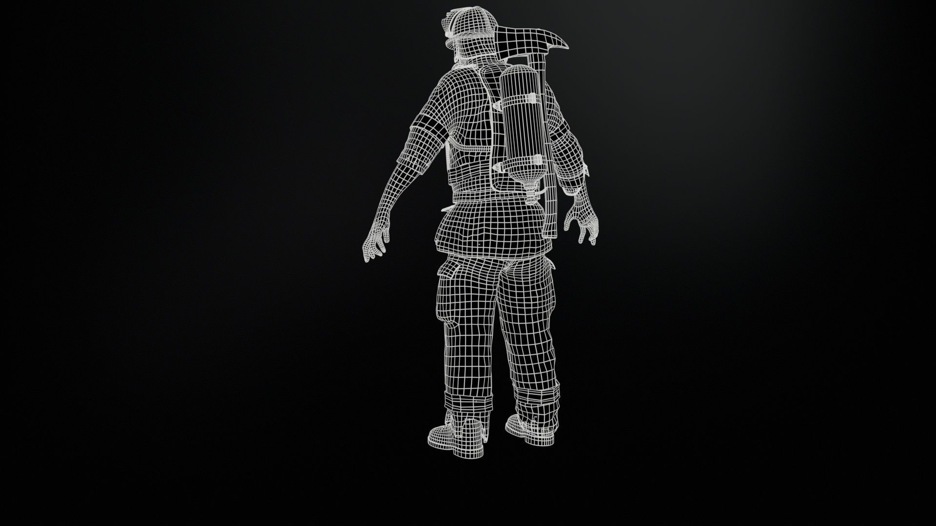 Zombie Firefighter Low-poly 3D model_8