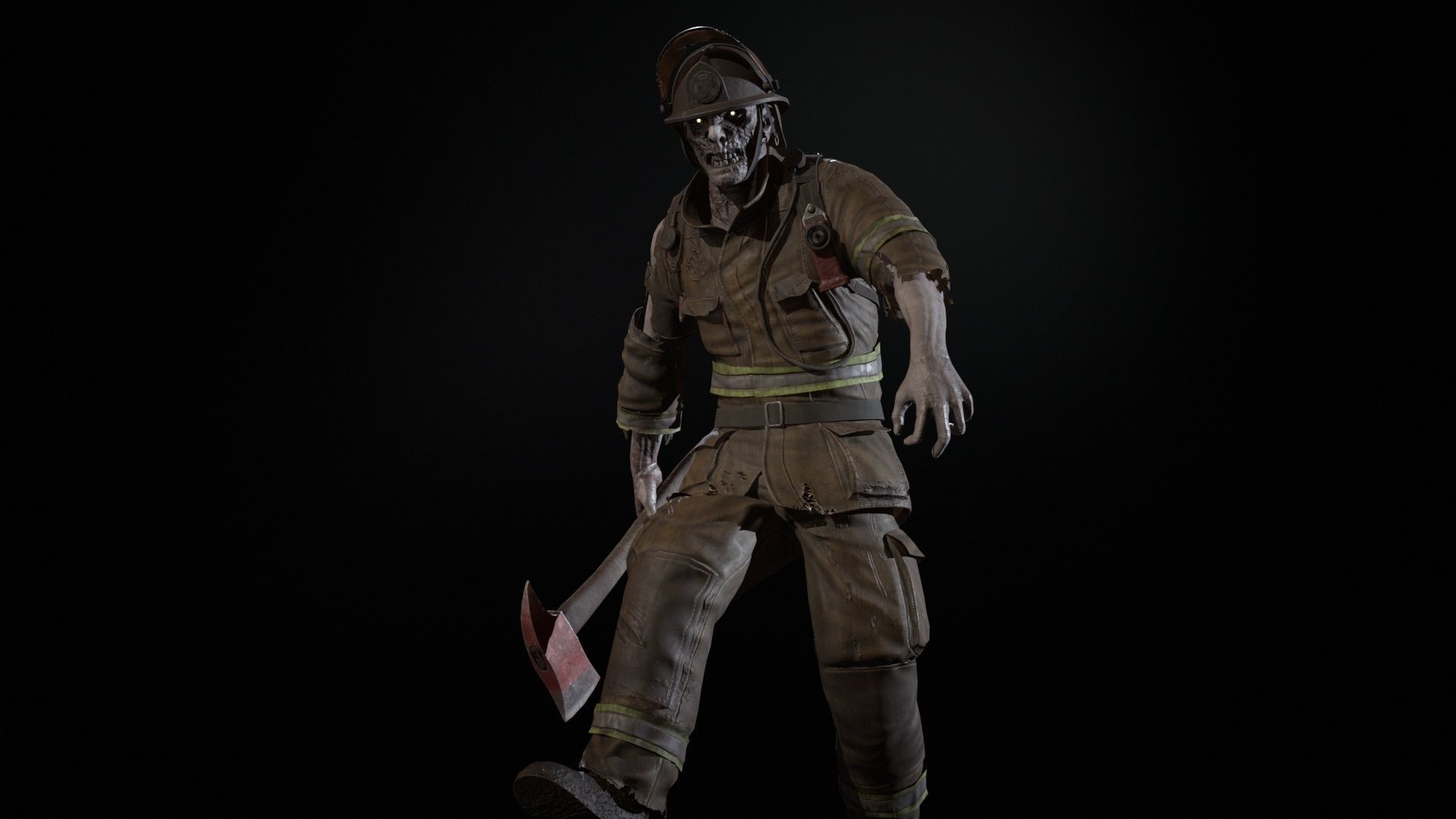 Zombie Firefighter Low-poly 3D model_20
