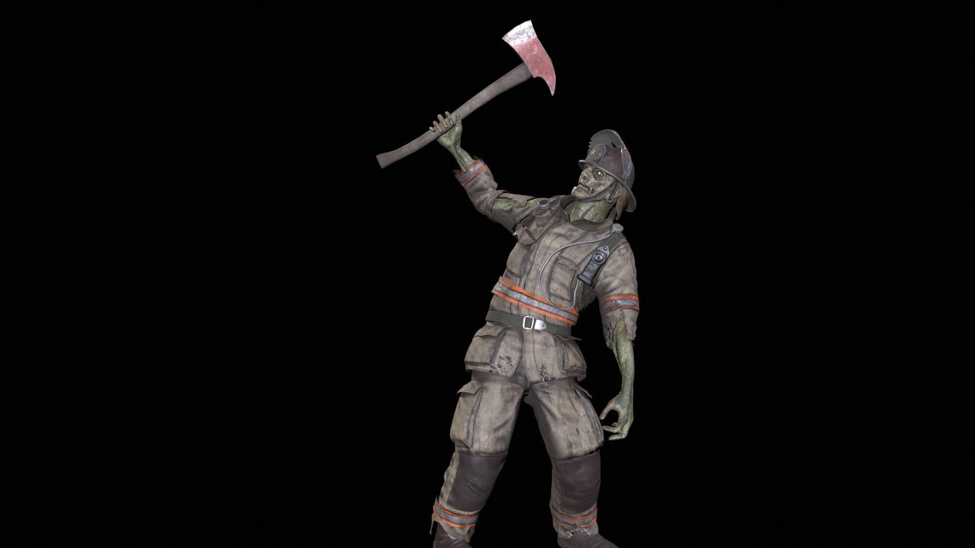 Zombie Firefighter Low-poly 3D model_27