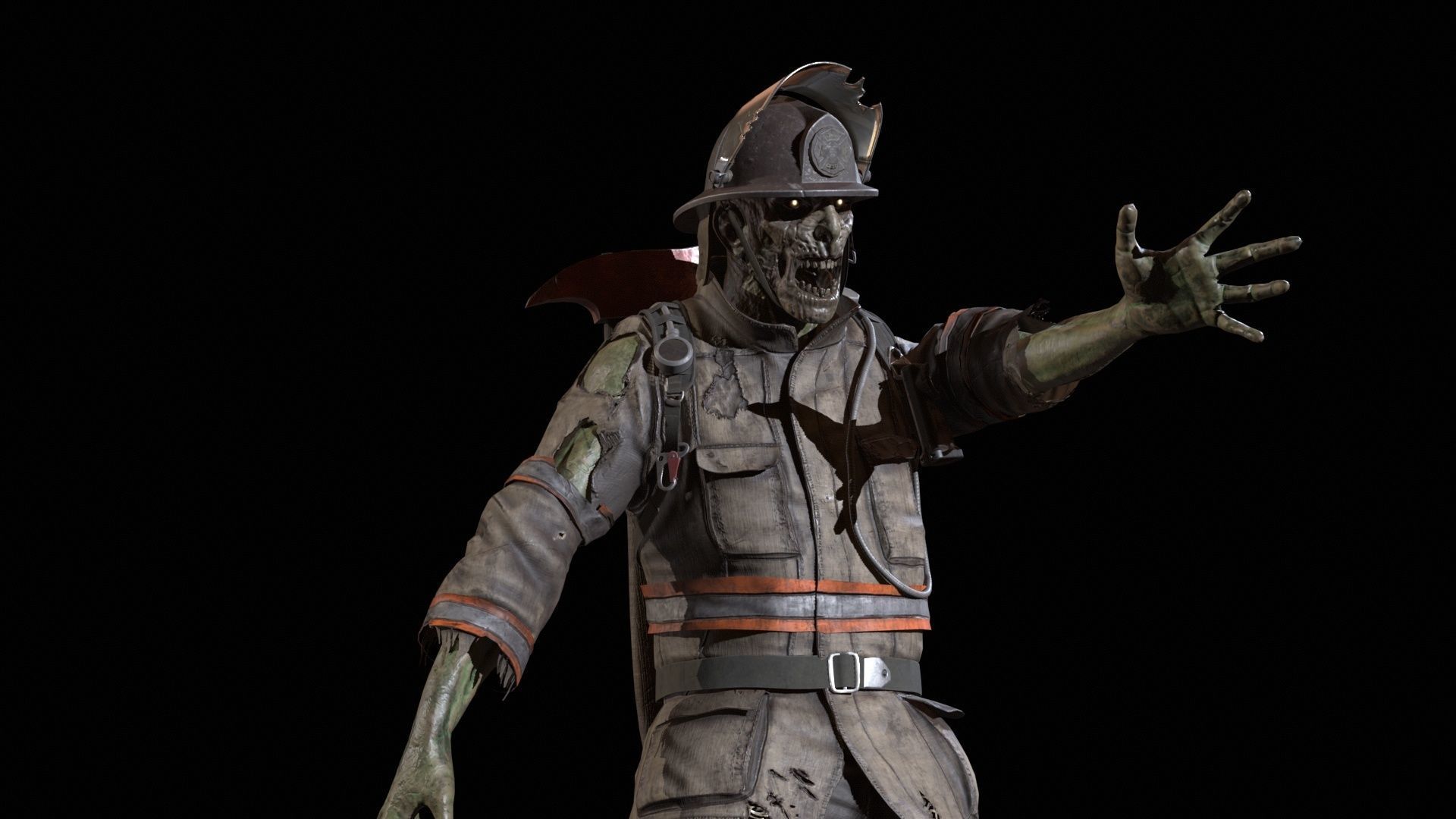 Zombie Firefighter Low-poly 3D model_29