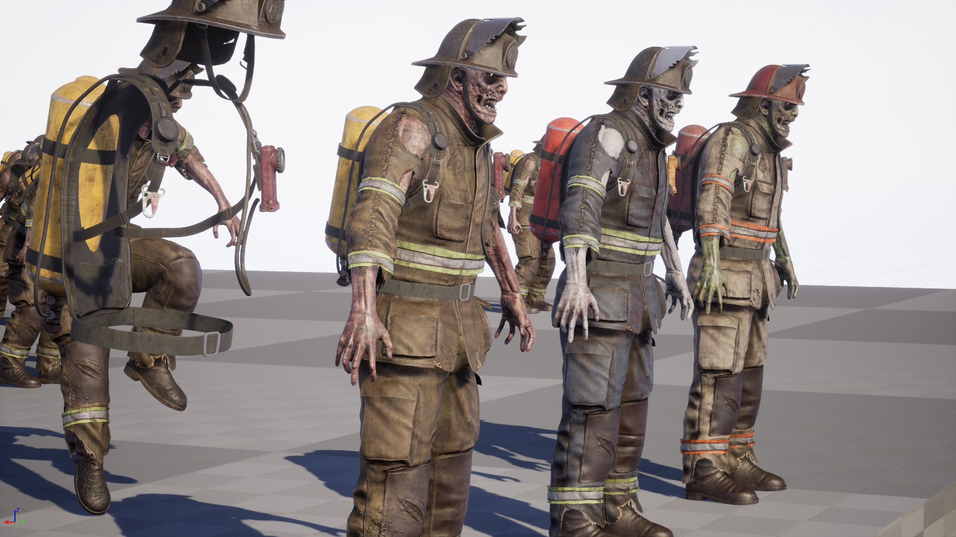 Zombie Firefighter Low-poly 3D model_36