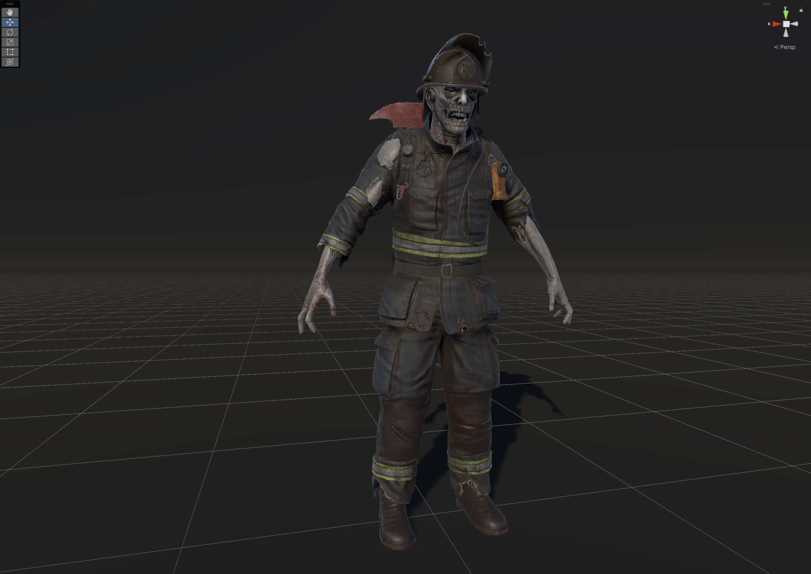 Zombie Firefighter Low-poly 3D model_40