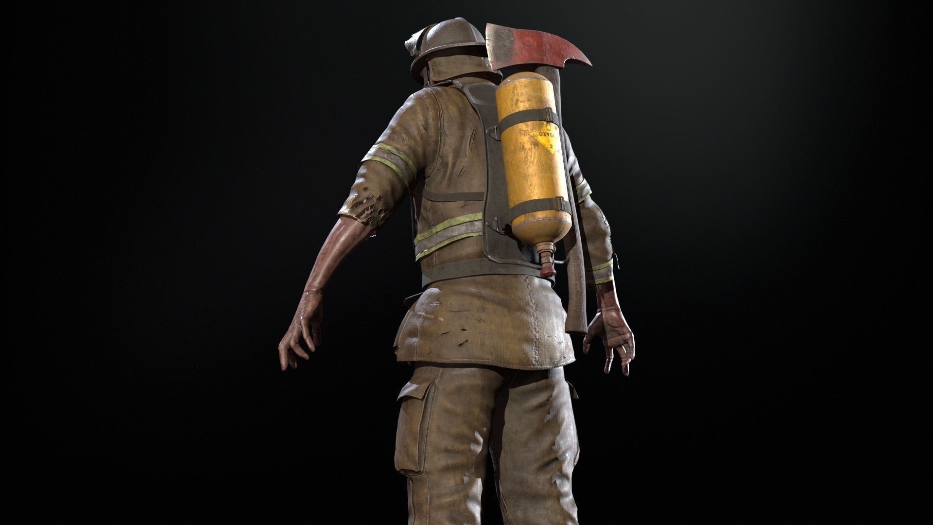 Zombie Firefighter Low-poly 3D model_7