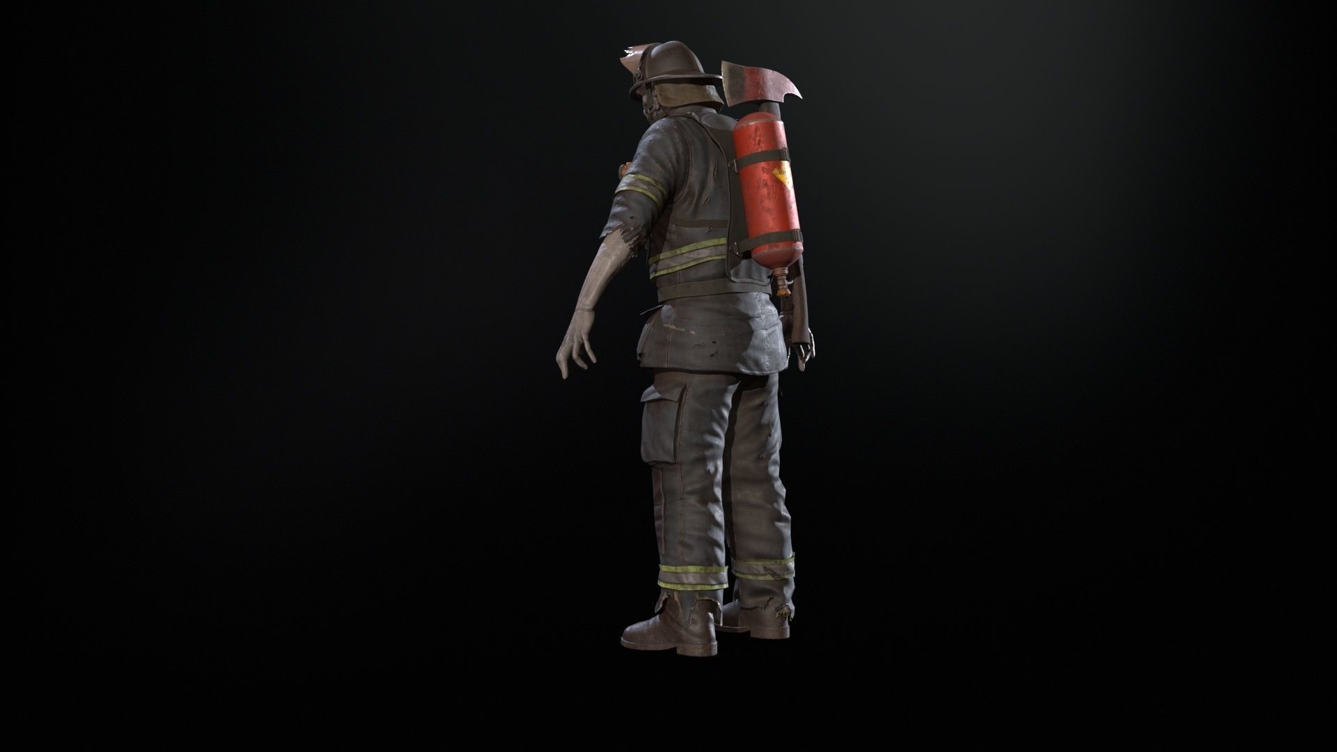 Zombie Firefighter Low-poly 3D model_11