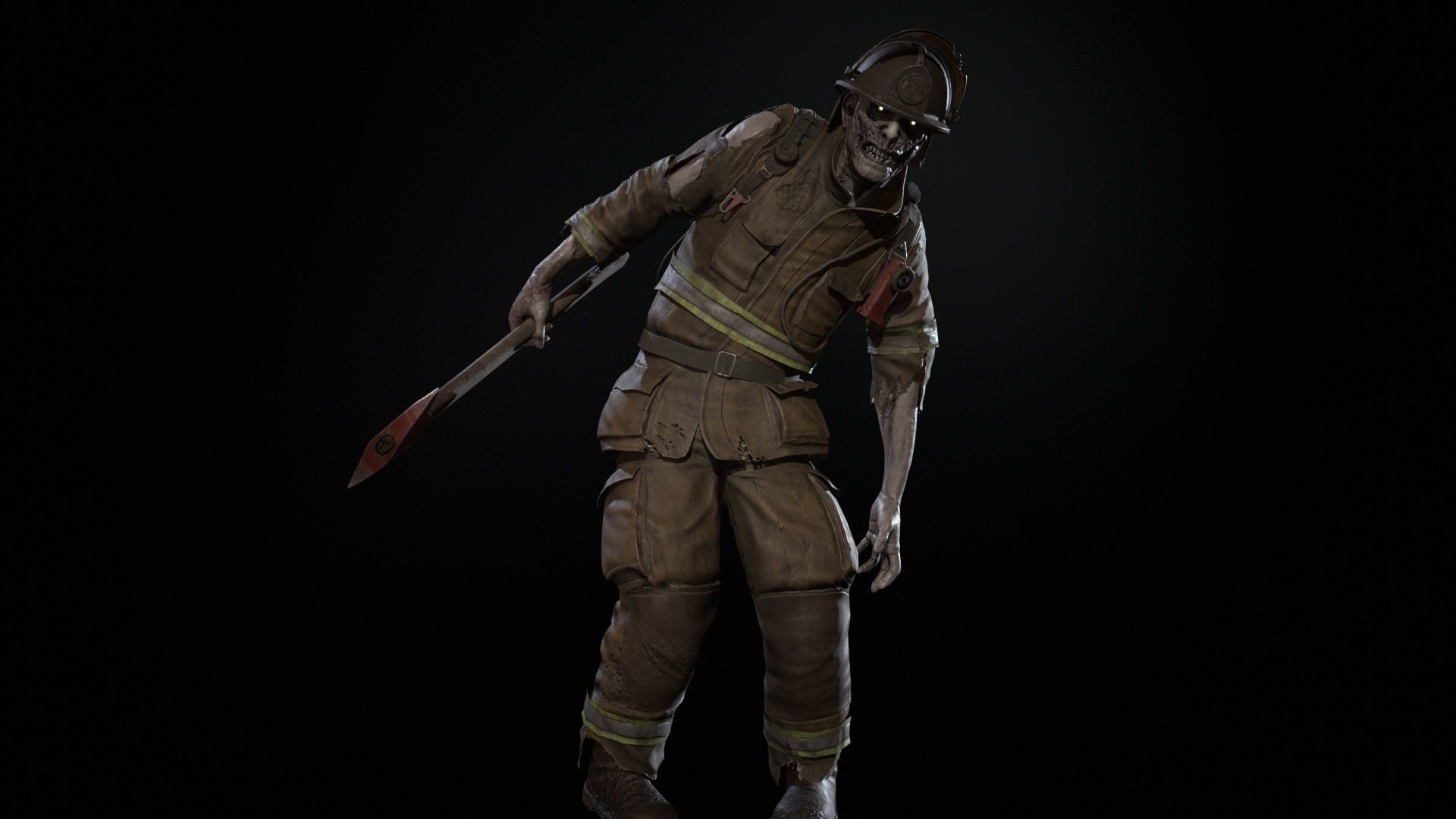 Zombie Firefighter Low-poly 3D model_19