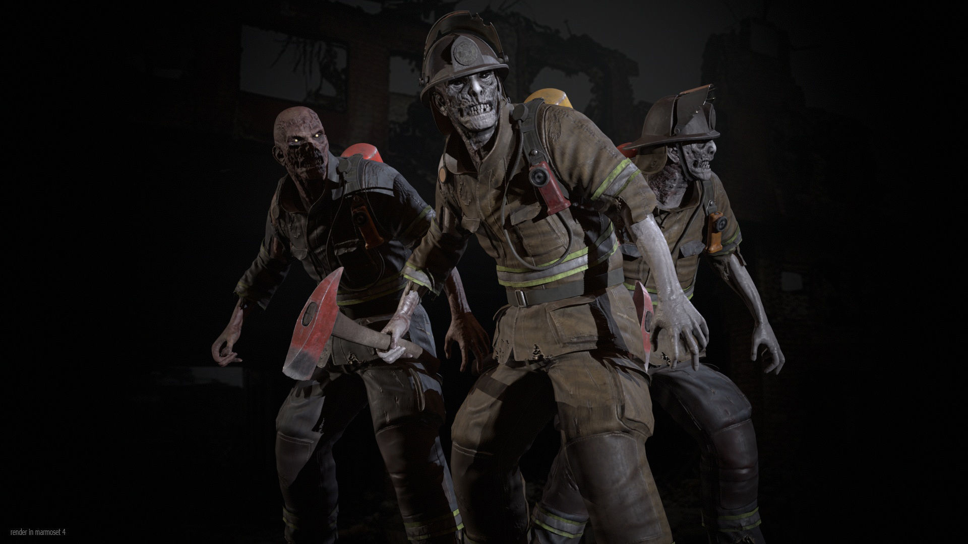 Zombie Firefighter Low-poly 3D model_4