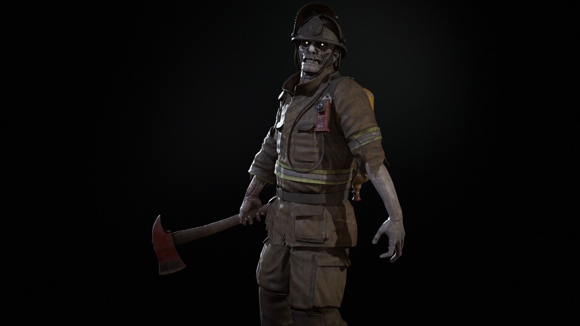 Zombie Firefighter Low-poly 3D model_17