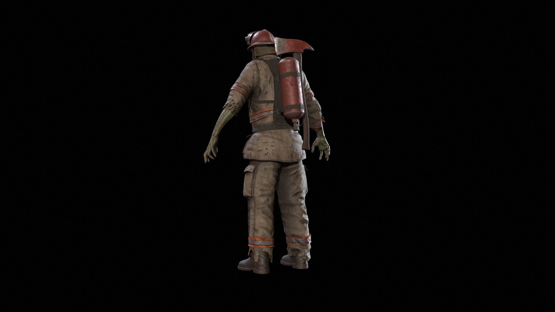 Zombie Firefighter Low-poly 3D model_23