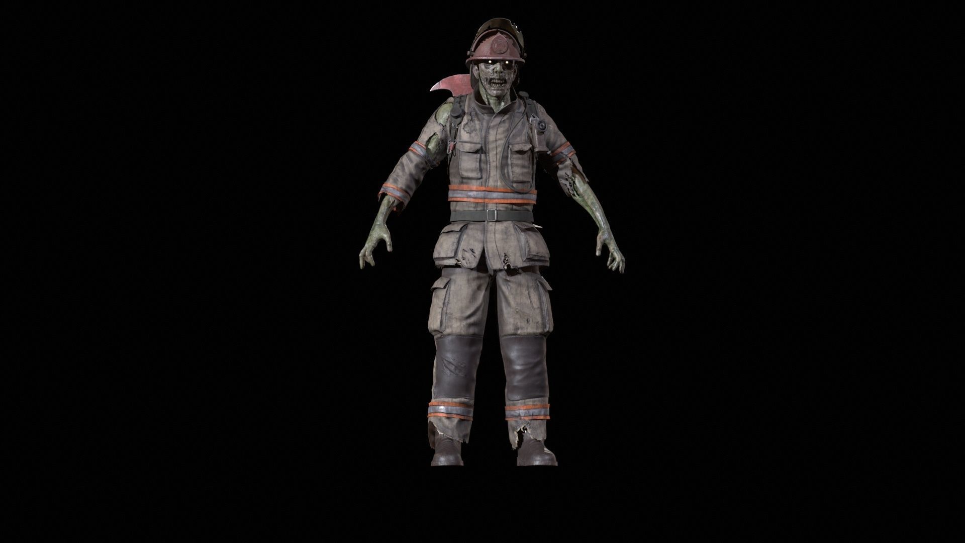 Zombie Firefighter Low-poly 3D model_22