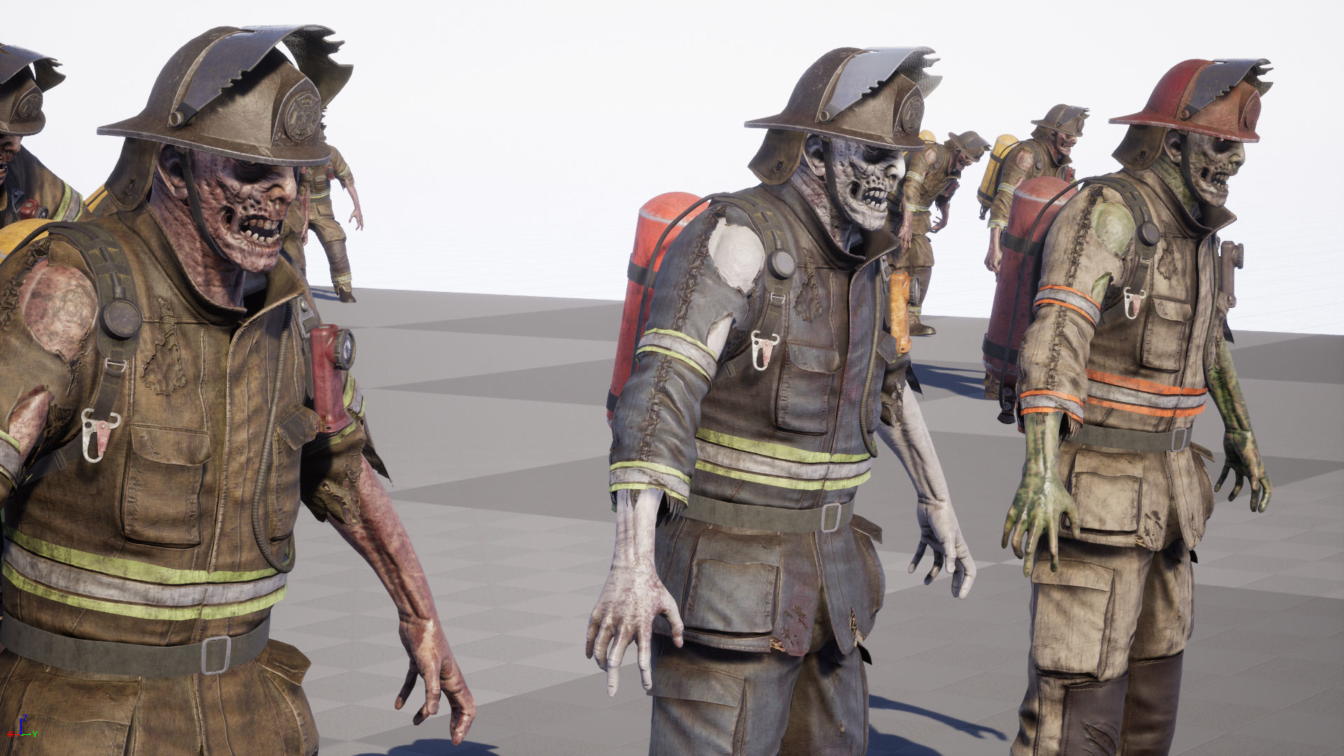 Zombie Firefighter Low-poly 3D model_37