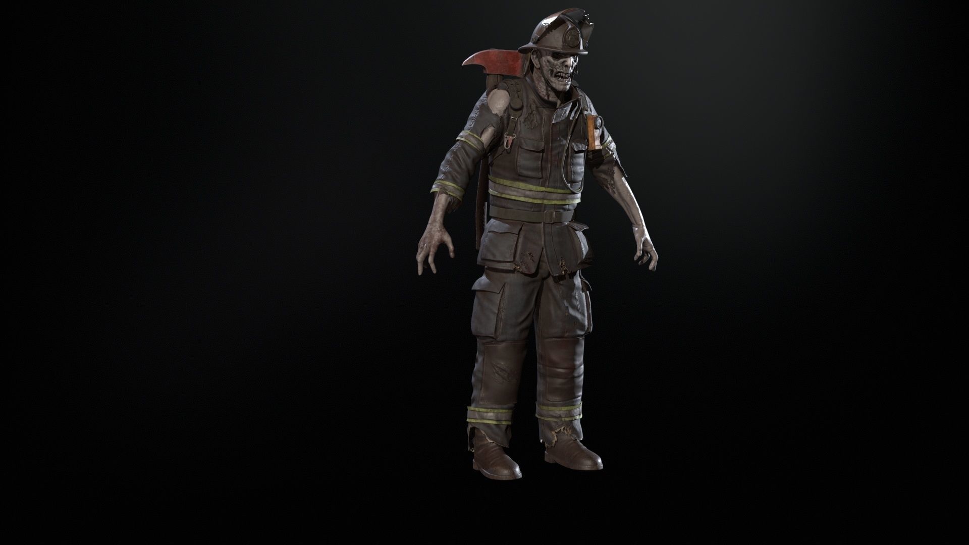 Zombie Firefighter Low-poly 3D model_10