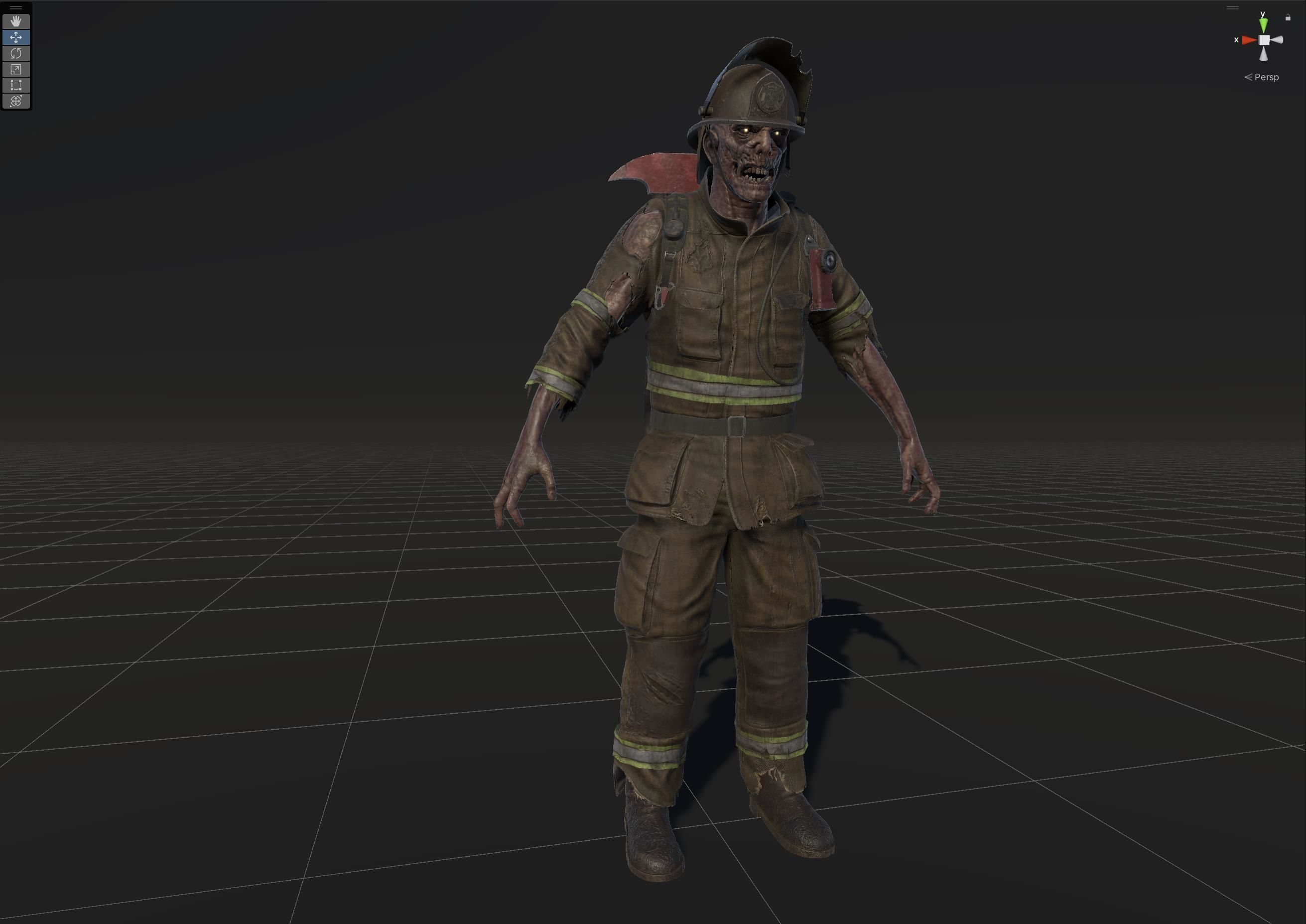 Zombie Firefighter Low-poly 3D model_39