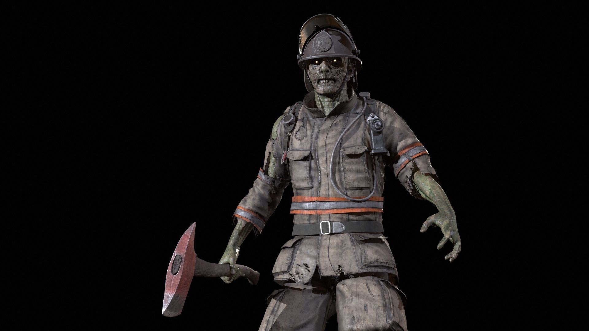 Zombie Firefighter Low-poly 3D model_28