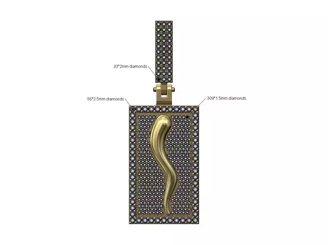 Iced diamond set italian horn pendant 3D print model