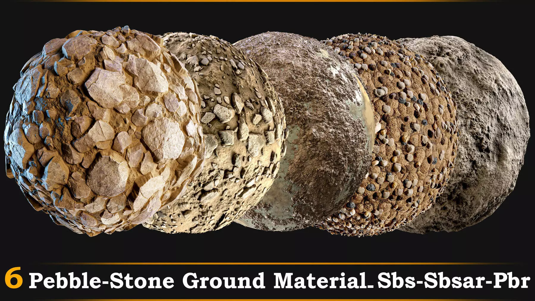6 Pebble -Stone Ground Material-Tutorial-Sbs-Sbsar-Pbr Texture
