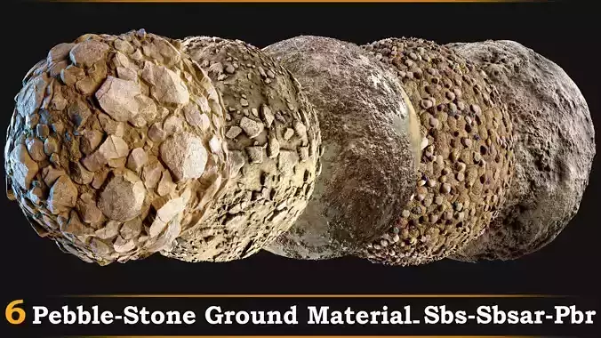 6 Pebble -Stone Ground Material-Tutorial-Sbs-Sbsar-Pbr