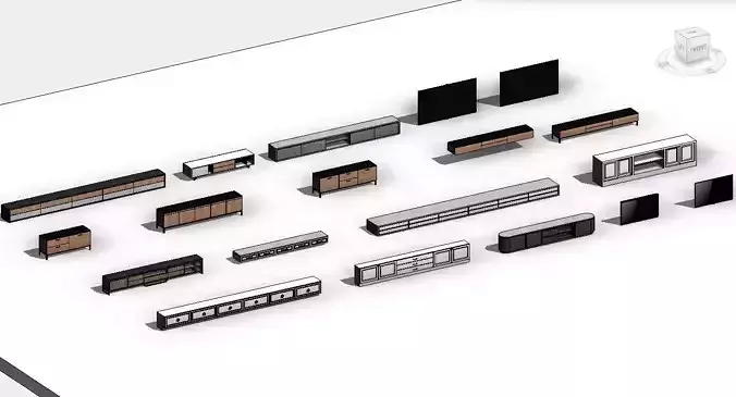 Credenza Sideboard Buffet Revit Family Pack 1 3D model