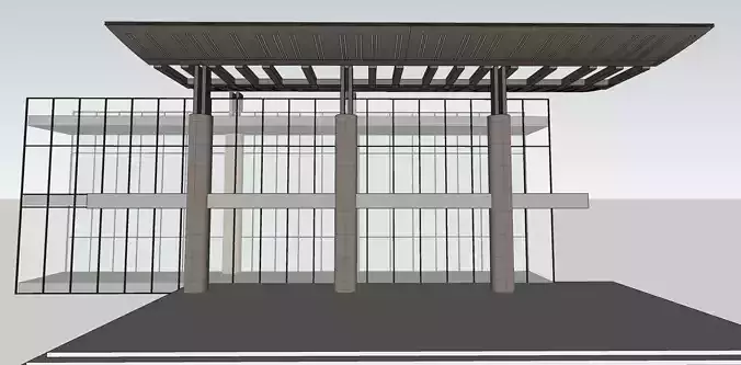 minimalist exterior glass cladding facade 3d model 3D model