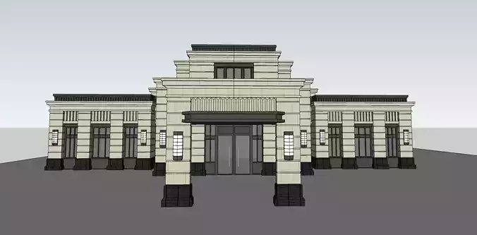 office building neoclassical 3d model