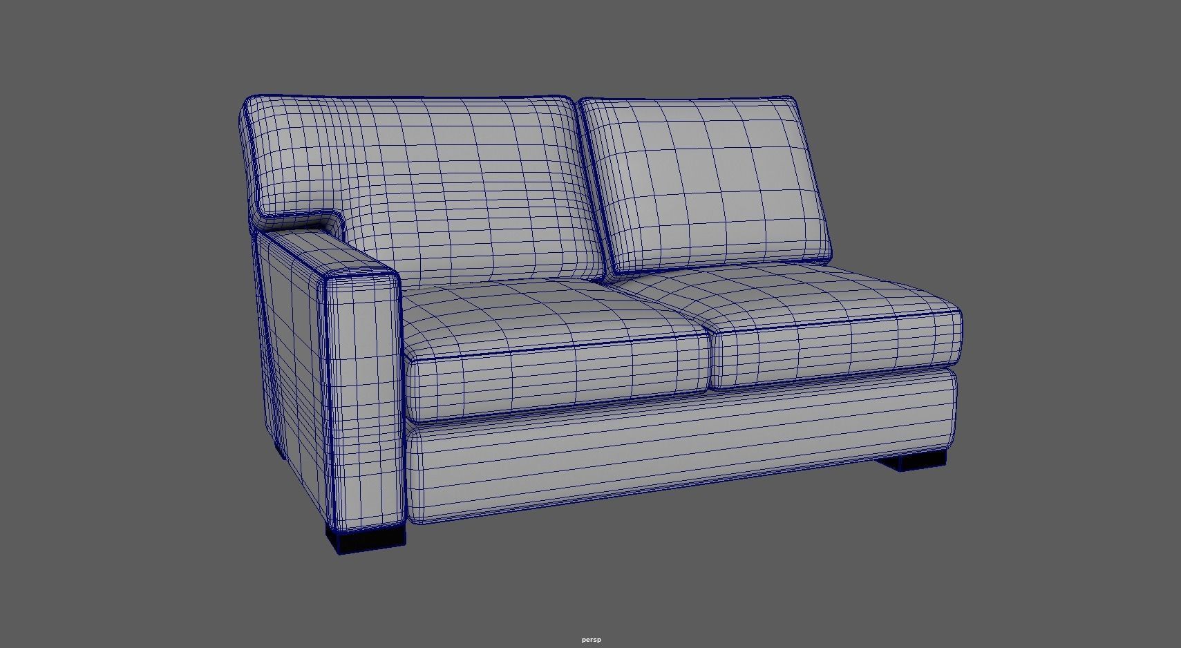 Axis Left Arm Apartment Sofa Low-poly 3D model_8
