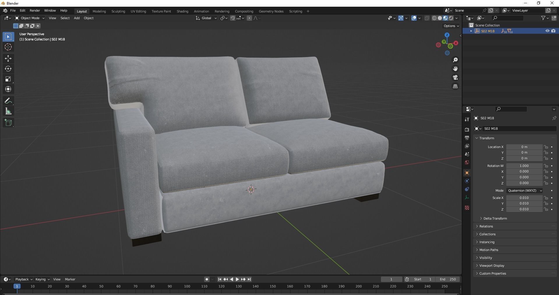 Axis Left Arm Apartment Sofa Low-poly 3D model_14